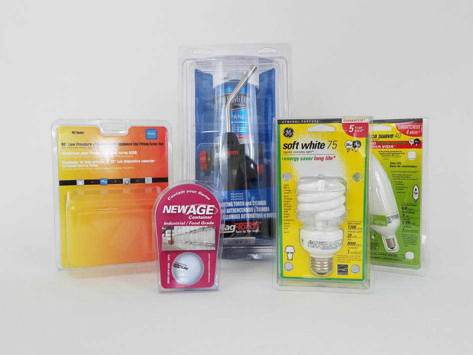 New Age Packaging Variety of Blister Packaging, including Clamshell